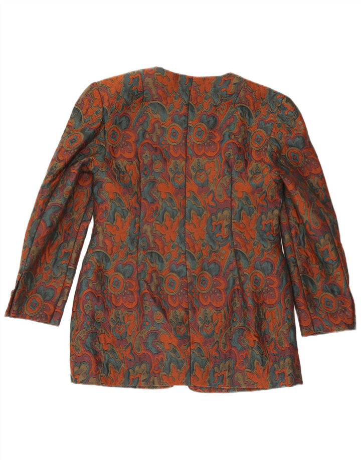 Giacca blazer vintage da donna a 1 bottone UK 10 piccolo floreale multicolore