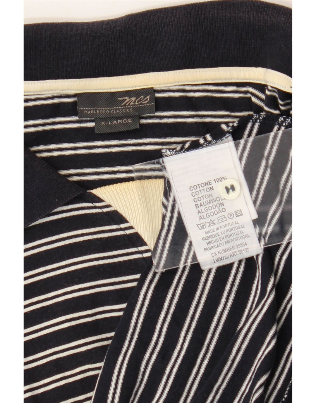 Polo da uomo Marlboro Classics XL in cotone a righe blu navy