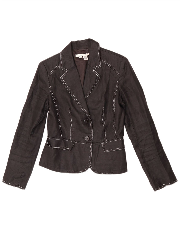 Giacca blazer a 2 bottoni da donna Zara EU 40 Medium Black Ramie