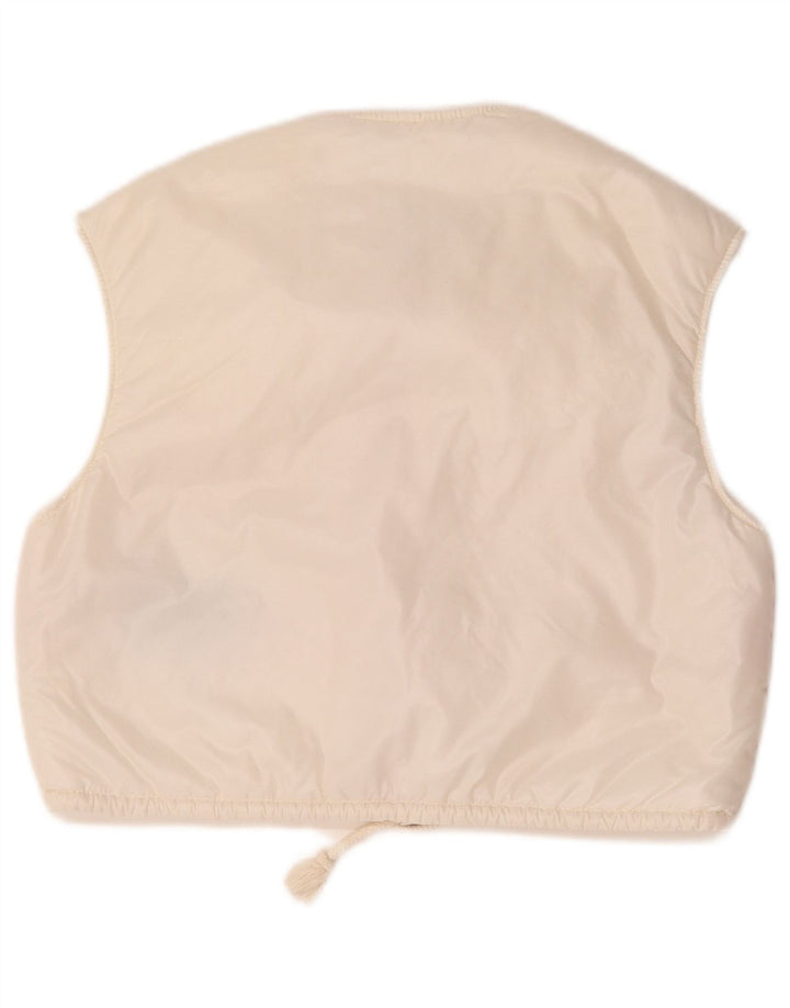 Gilet trapuntato oversize corto da donna vintage EU 36 piccolo bianco a blocchi di colore
