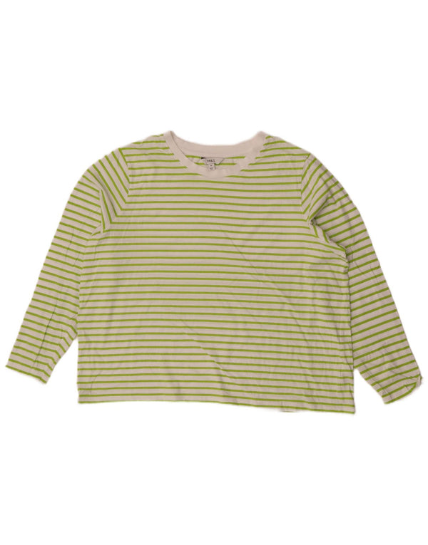 Top manica lunga da donna Marks & Spencer UK 20 2XL cotone a righe bianche