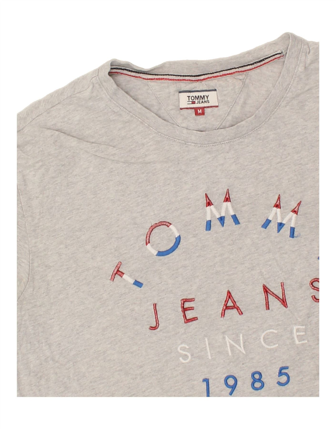 TOMMY HILFIGER Womens Graphic T-Shirt Top UK 14 Medium Grey Vintage Tommy Hilfiger and Second-Hand Tommy Hilfiger from Messina Hembry 