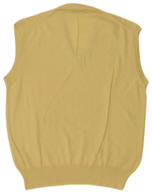 Vintage Mens Vest Tank Top IT 50 Medium Yellow Wool