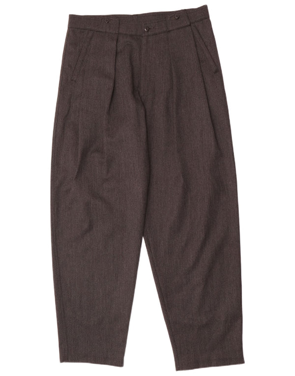 Vintage Mens High Waist Tapered Chino Trousers W34 L33 Grey