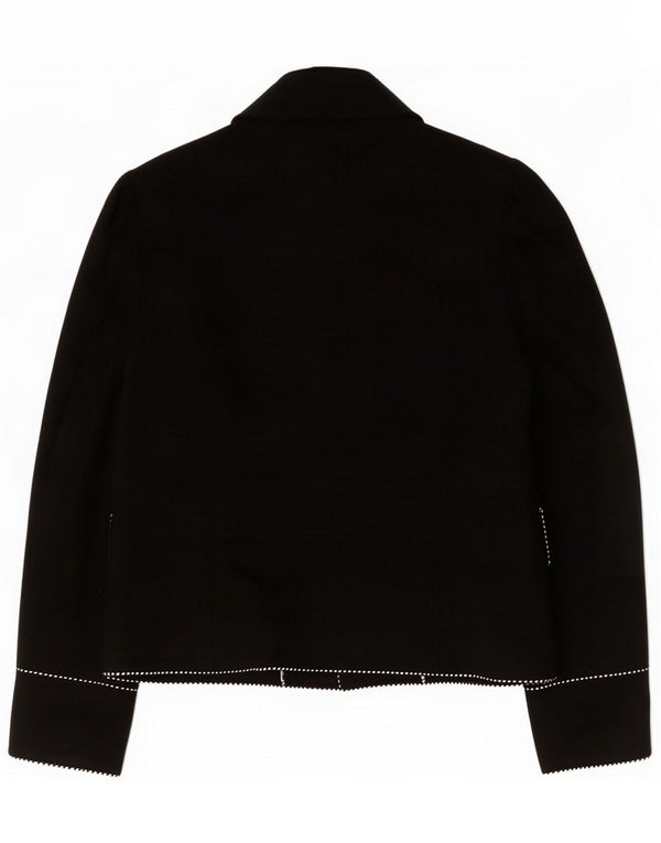 Monsoon Giacca blazer da donna a 5 bottoni UK 10 Small Black Cotton