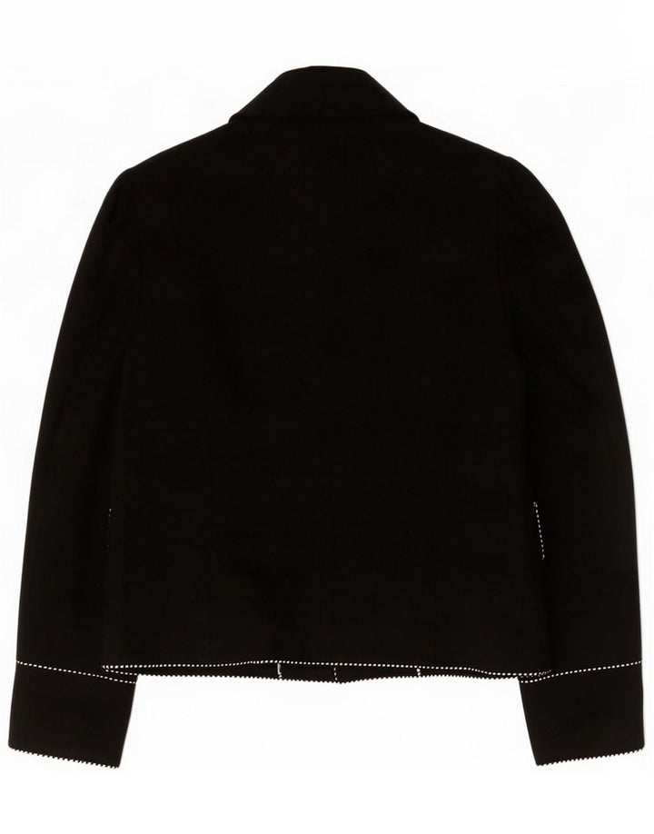 Monsoon Giacca blazer da donna a 5 bottoni UK 10 Small Black Cotton