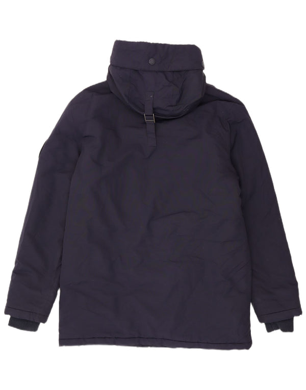 Giacca parka da uomo con cappuccio Superdry UK 40 Large in nylon blu navy