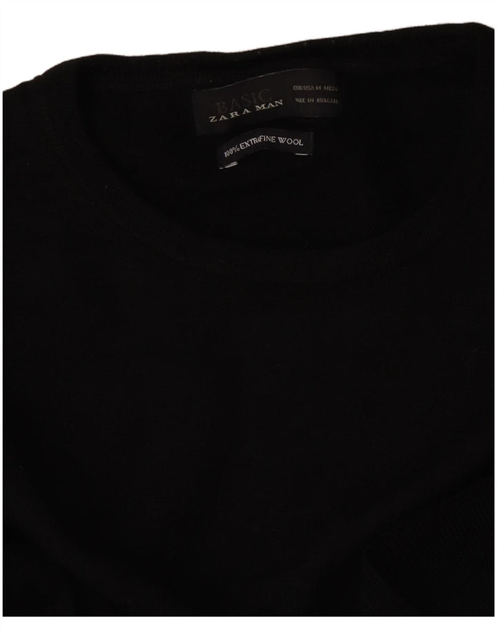Maglione maglione girocollo da uomo Zara in lana nera media
