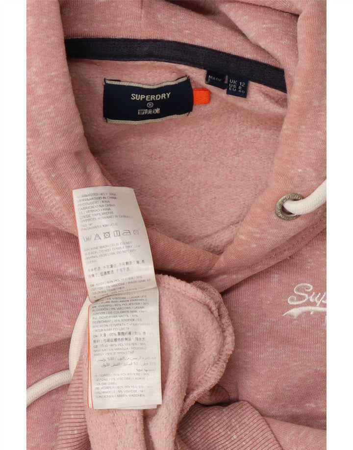 Felpa con cappuccio da donna Superdry UK 12 Poliestere screziato rosa medio