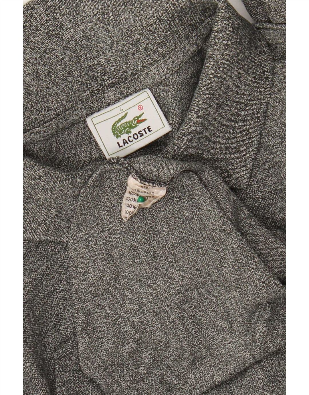 Polo da uomo a maniche lunghe Lacoste taglia 4 in cotone mélange grigio medio