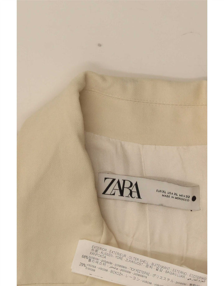 Giacca blazer doppiopetto da donna Zara UK 14 XL poliestere bianco sporco