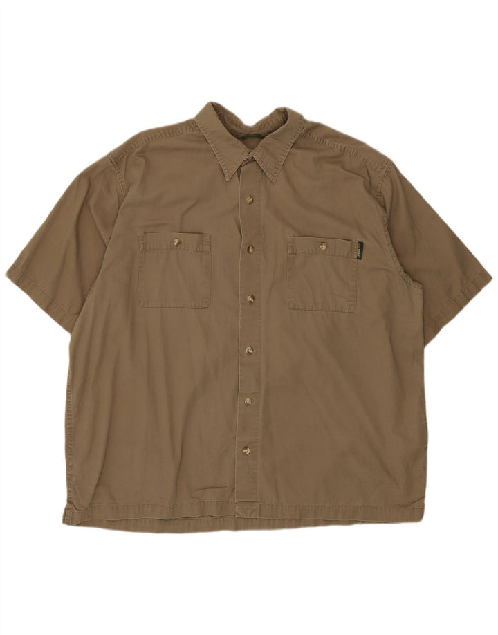 Camicia a maniche corte da uomo Eddie Bauer XL in cotone beige