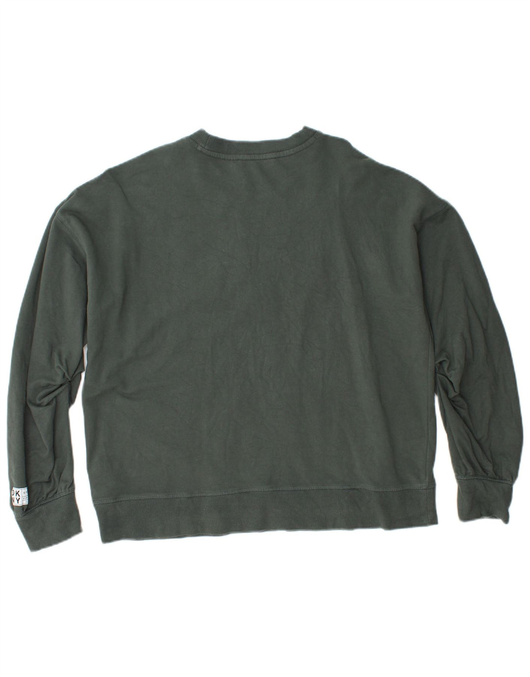 DKNY Womens Graphic Sweatshirt Jumper UK 14 Medium Green Cotton