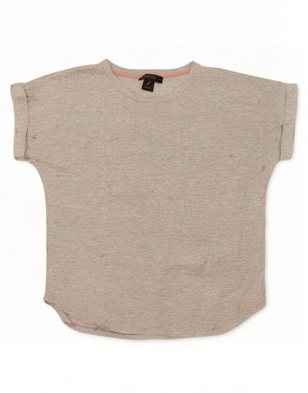 T-shirt da donna con motivo astratto Oasis Top UK 14 Viscosa screziata grigio medio