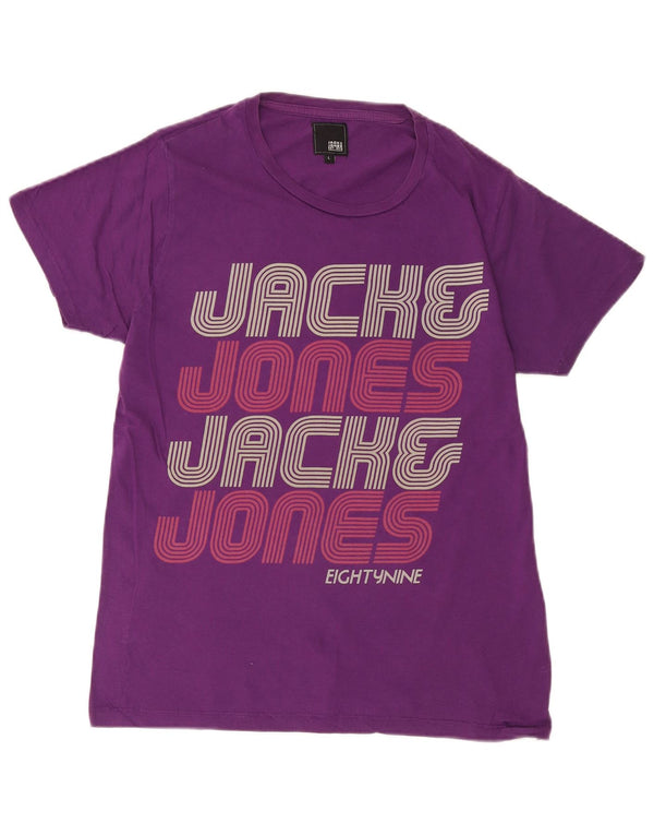 T-shirt grafica da uomo Jack & Jones Top grande in cotone viola