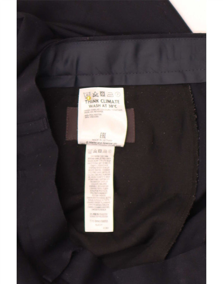Pantaloni da abito vestibilità regolare Marks & Spencer da uomo W42 L31 poliestere blu navy