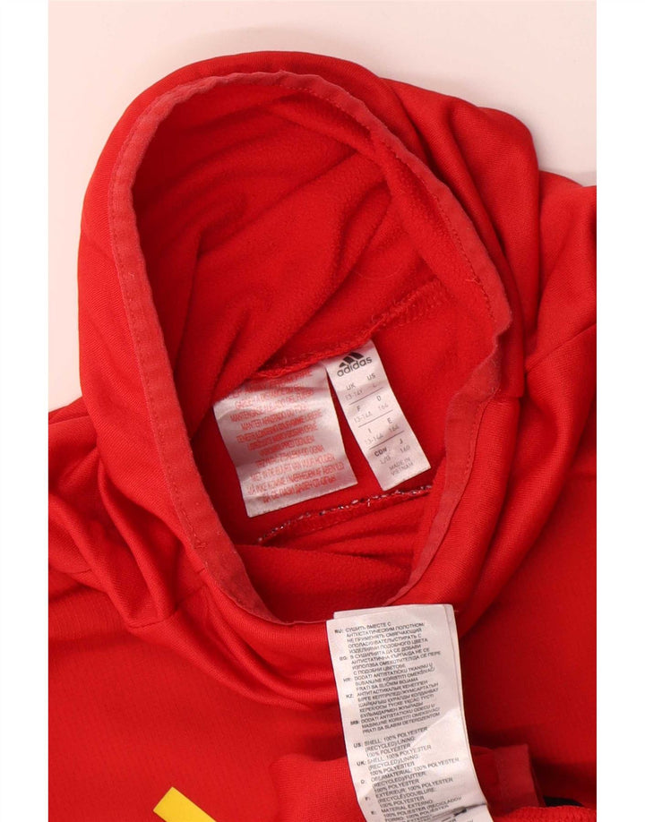 Top della tuta pullover da ragazzo Adidas Manchester United 13-14 anni rossa