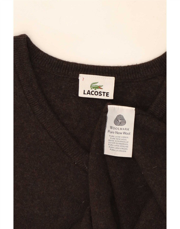 Maglione maglione da uomo con scollo a V Lacoste taglia 7 2XL lana marrone