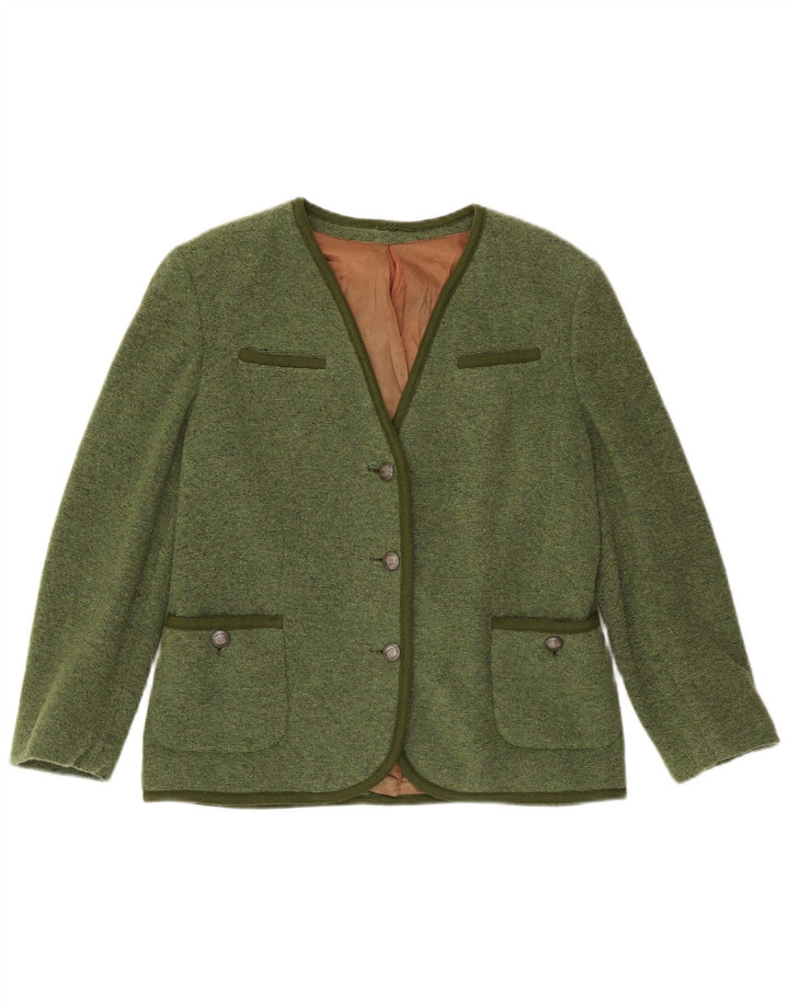 Giacca blazer vintage da donna a 3 bottoni UK 12 verde medio