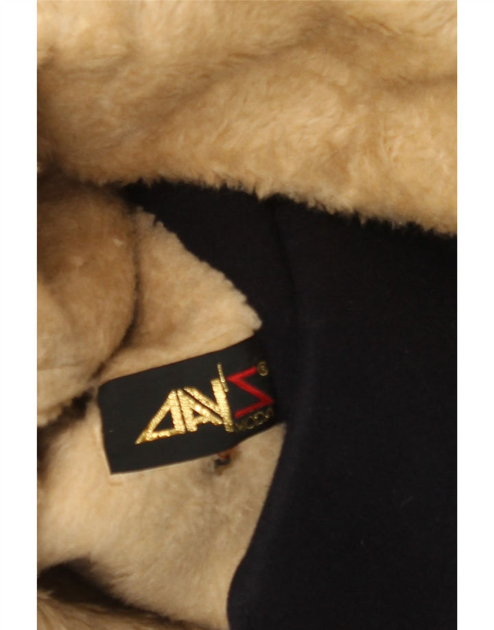 Cappotto doppiopetto sherpa vintage da uomo UK 36 piccolo blu navy