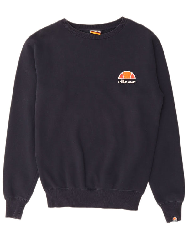 Ellesse Womens Graphic Sweatshirt Jumper UK 14 Large Navy Blue Cotton