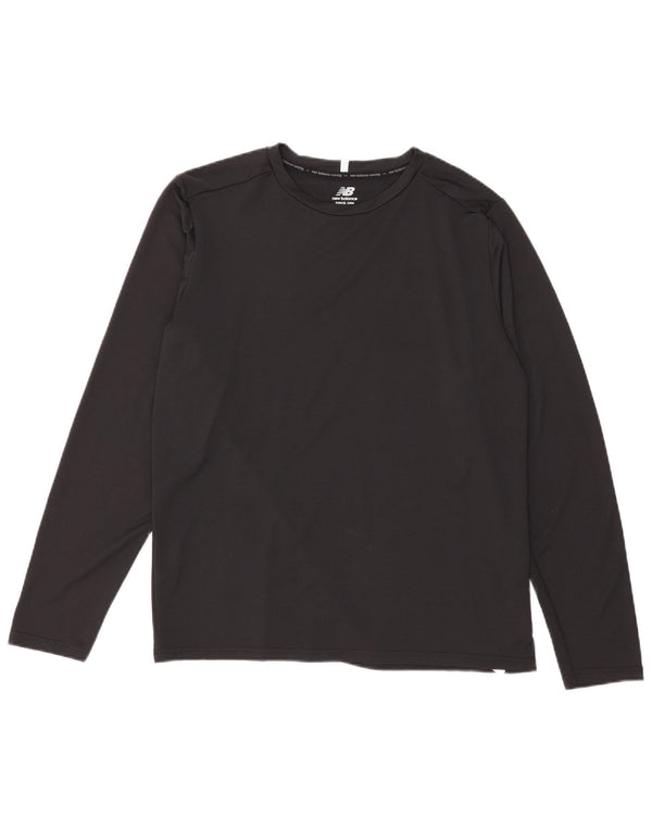 New Balance Maglia da uomo a maniche lunghe grande nera in poliestere
