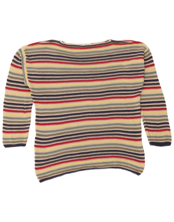 Maglione maglione con scollo a barca da donna Benetton UK 10 piccolo multicolore