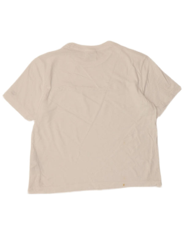 T-shirt grafica oversize da donna Champion Top UK 10 piccola in cotone bianco