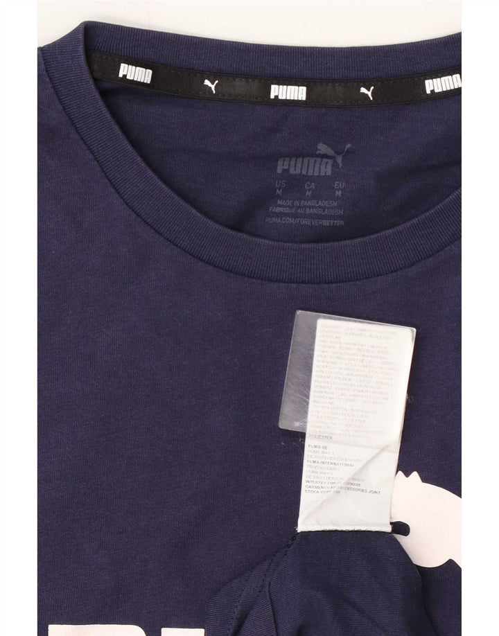 T-shirt grafica da uomo Puma Top in cotone blu navy medio