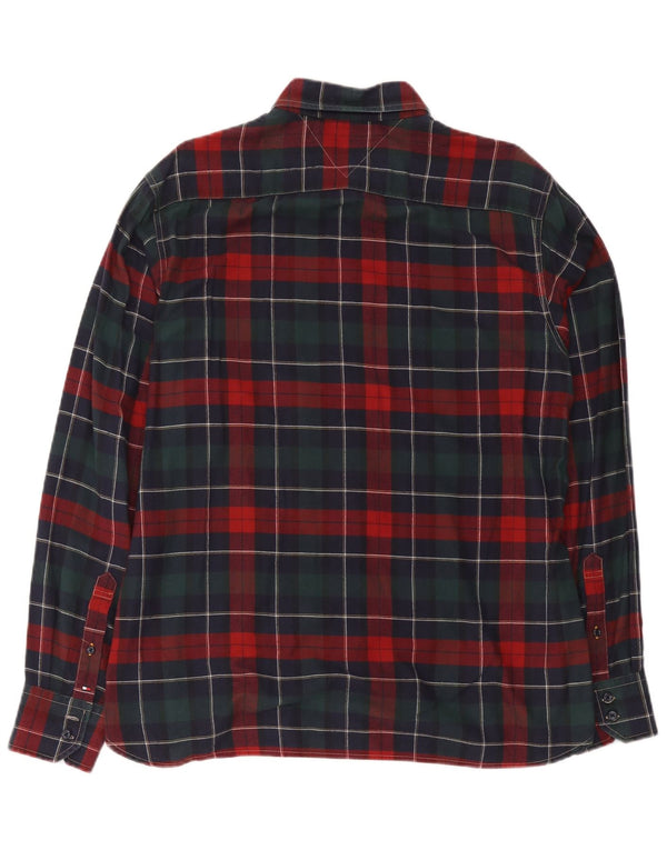 Tommy Hilfiger Camicia da uomo in flanella di cotone a quadri rossi grandi