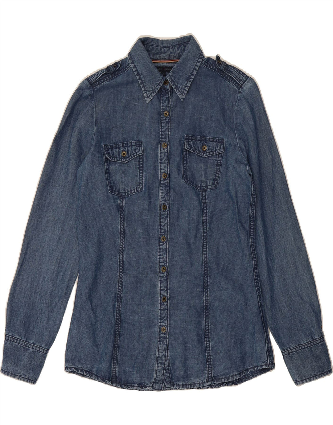 TOMMY HILFIGER Womens Denim Shirt US 6 Medium Blue Lyocell Vintage Tommy Hilfiger and Second-Hand Tommy Hilfiger from Messina Hembry 