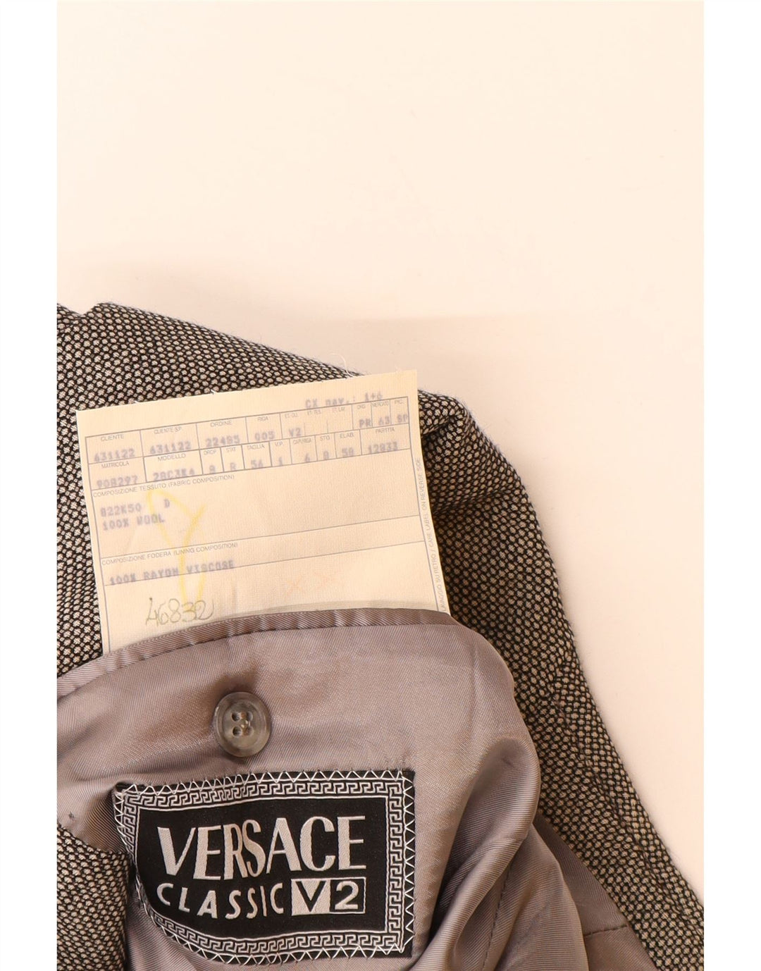 VERSACE Giacca blazer a 3 bottoni da uomo UK 42 XL Lana grigia