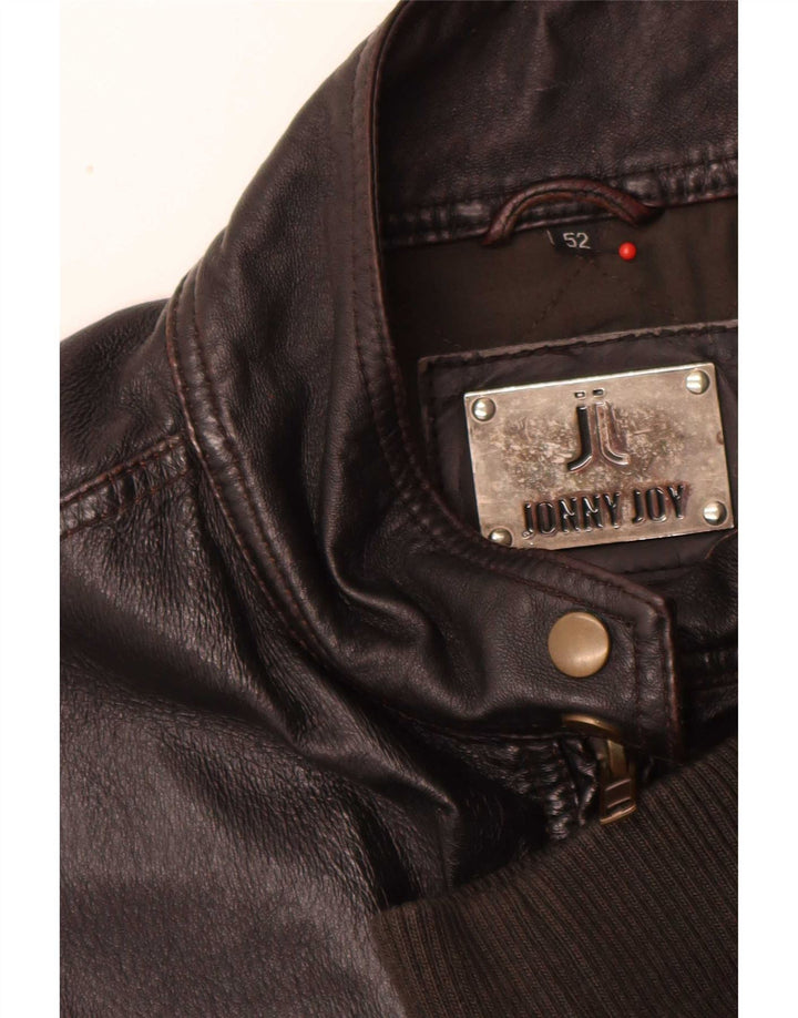 Giubbotto bomber in pelle vintage da uomo IT 52 XL Marrone retrò