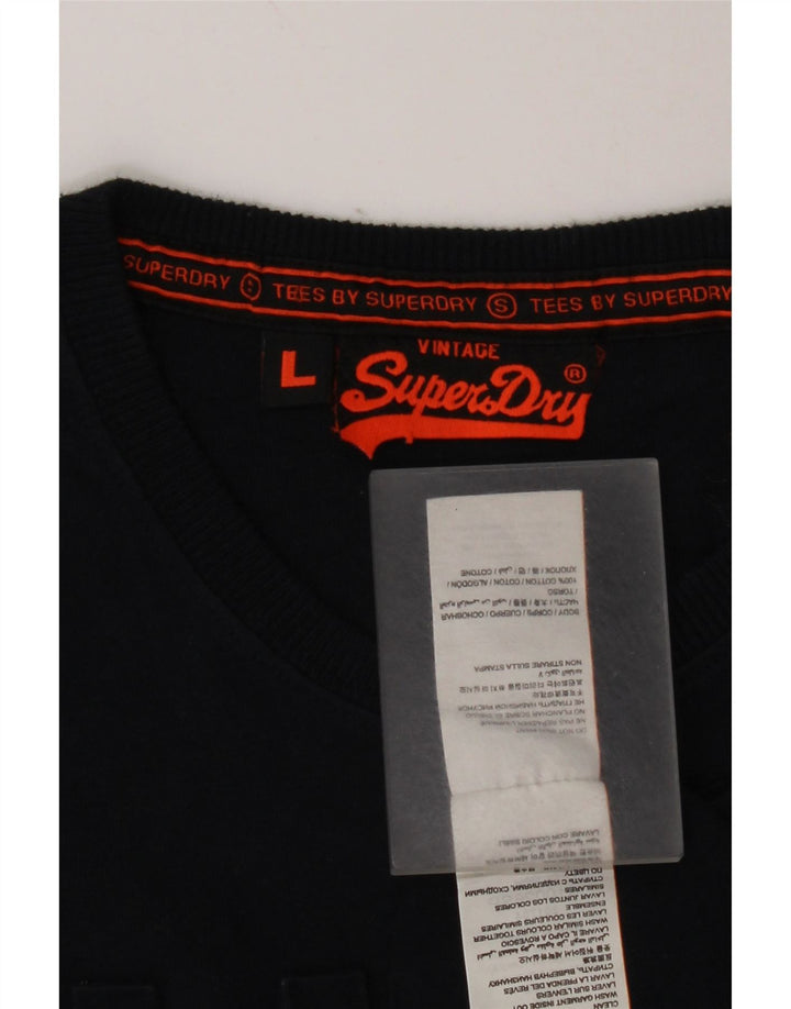 T-shirt grafica da uomo Superdry Top grande in cotone blu navy