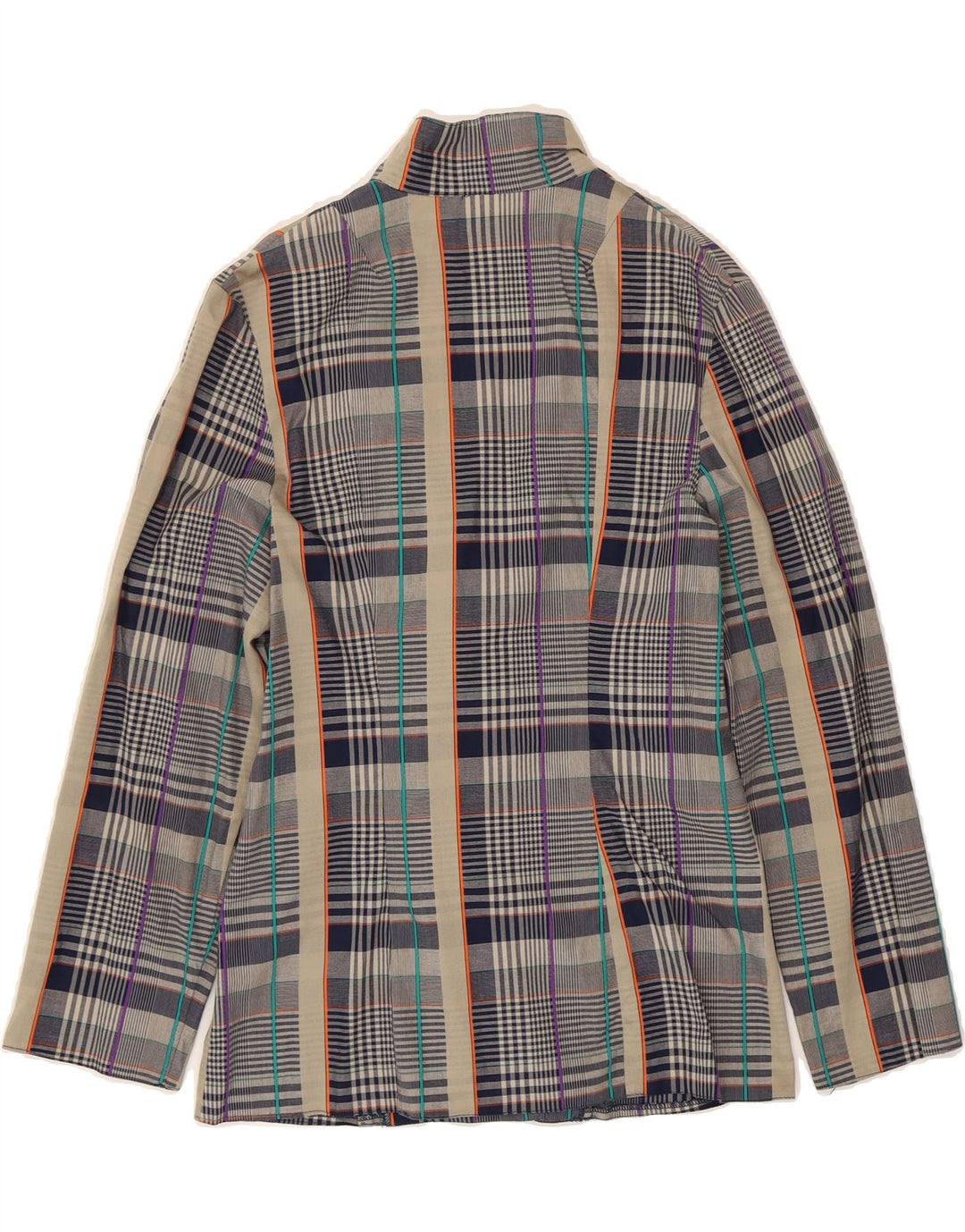 VINTAGE Womens 2 Button Blazer Jacket EU 38 Medium Navy Blue Check Vintage Vintage and Second-Hand Vintage from Messina Hembry 