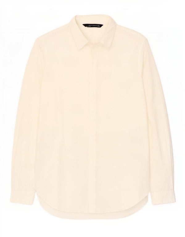 Zara Womens Shirt UK 10 Small White Cotton