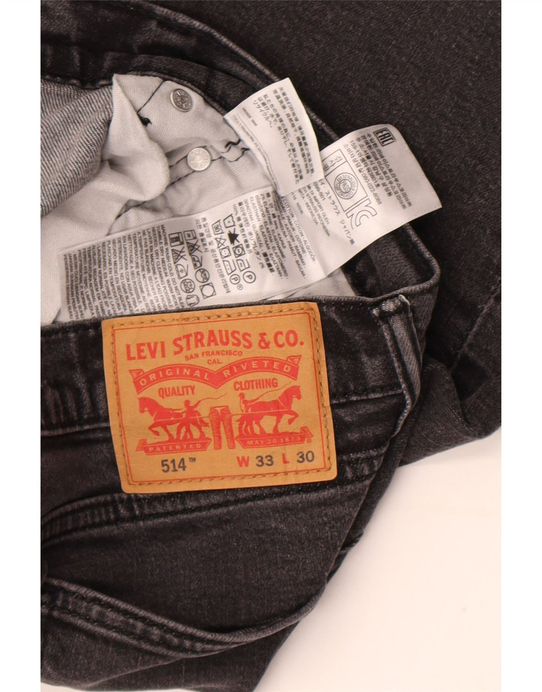 Levi's Uomo 514 Jeans dritti W33 L30 Cotone grigio