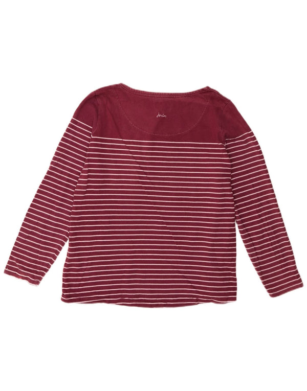 Joules Top da donna a maniche lunghe UK 16 Grande cotone a righe bordeaux