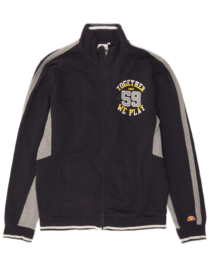 Giacca da ginnastica grafica da uomo Ellesse XL in cotone color block blu navy