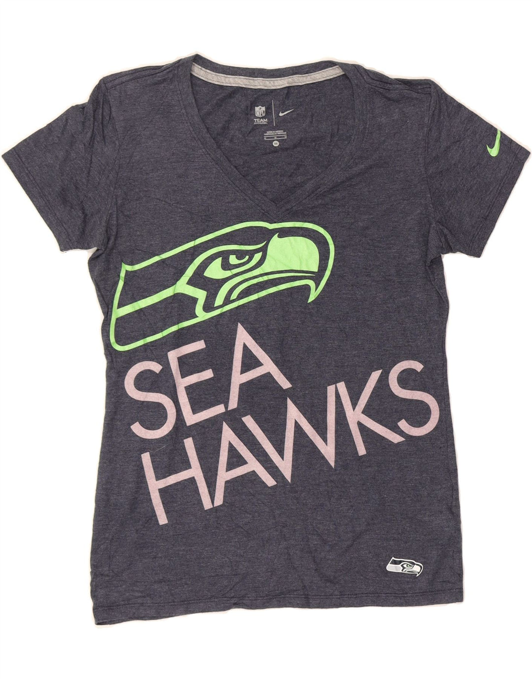 NIKE Womens Sea Hawks Graphic T-Shirt Top UK 14 Medium Navy Blue Polyester Vintage Nike and Second-Hand Nike from Messina Hembry 