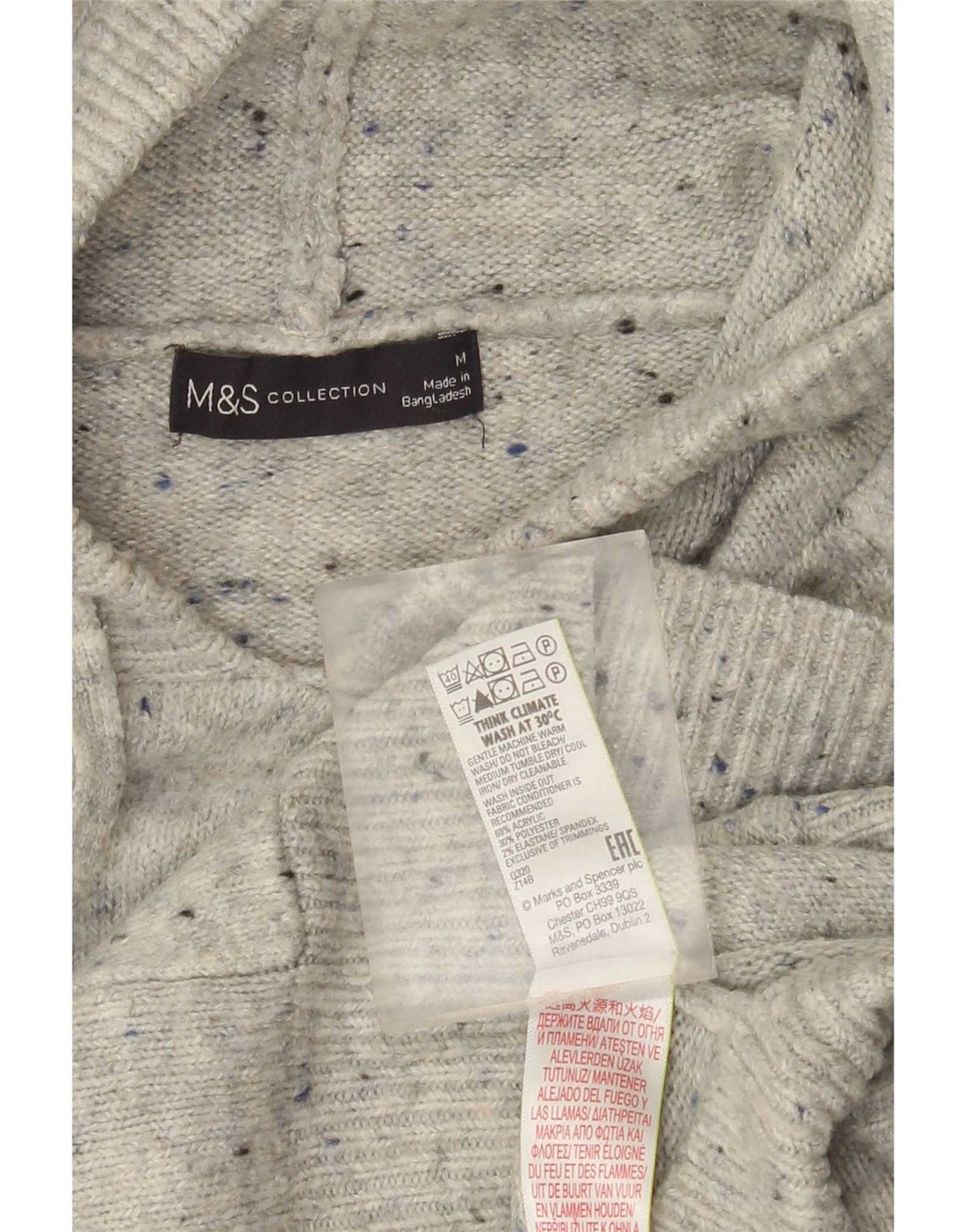 Maglione con cappuccio da donna Marks & Spencer UK 14 Grigio medio chiazzato