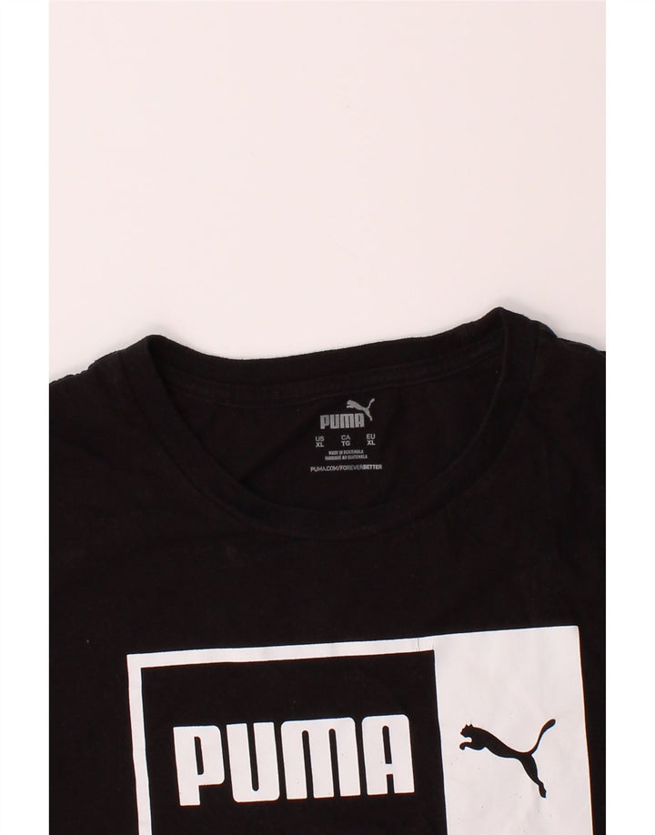 PUMA Mens Graphic T-Shirt Top XL Black Cotton Vintage Puma and Second-Hand Puma from Messina Hembry 