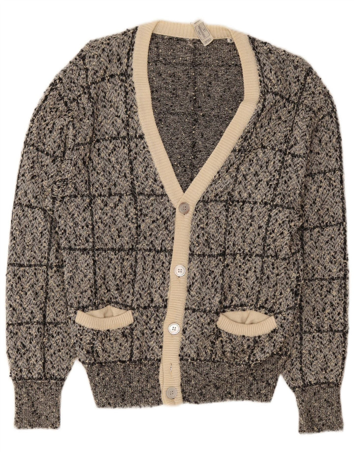 Maglione cardigan da uomo Valentino piccolo in cotone grigio a quadri