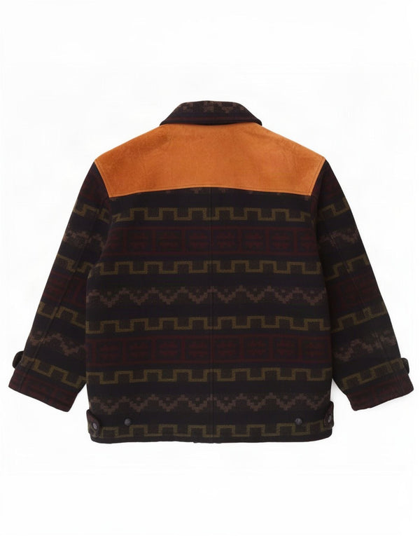 Cappotto giacca a vento vintage da uomo UK 48 4XL Acrilico geometrico bordeaux