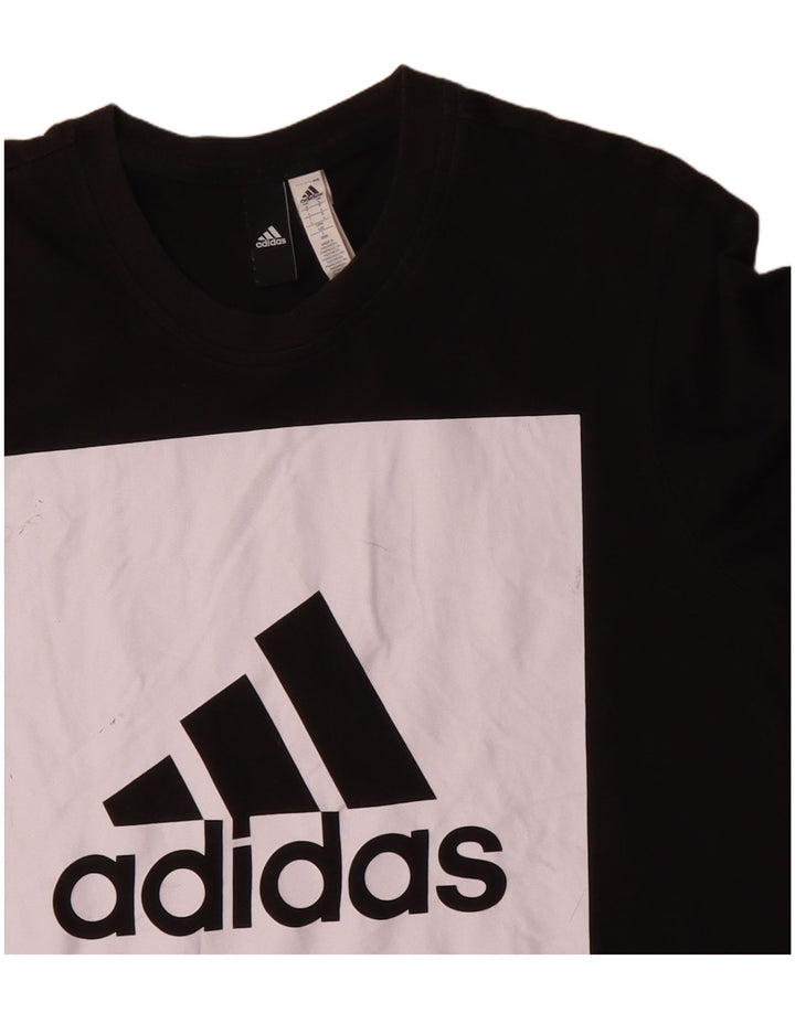 T-shirt grafica da uomo ADIDAS Top grande in cotone color block nero