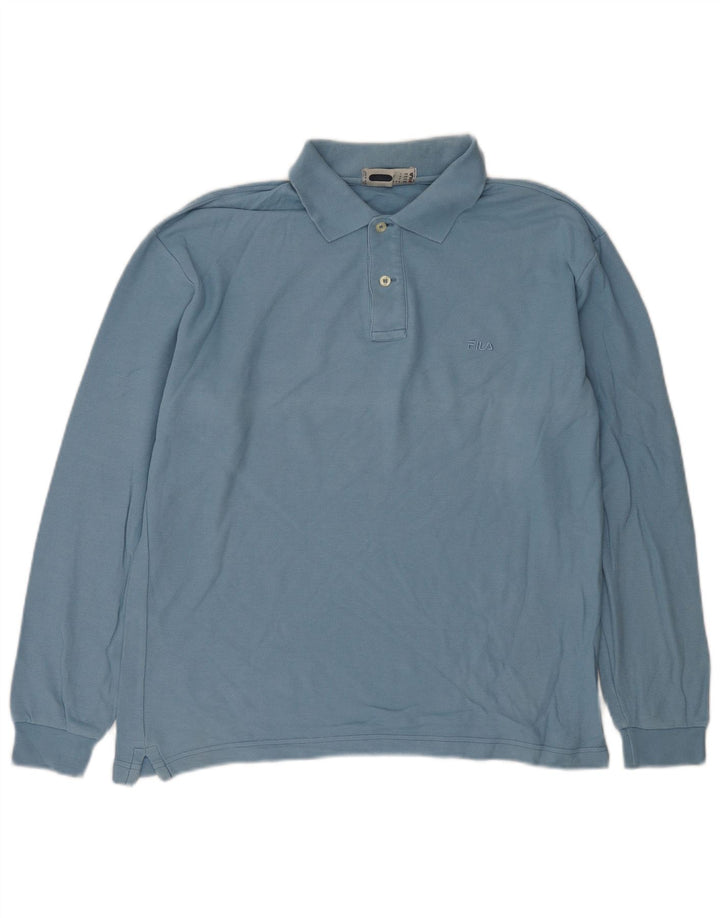 Polo Fila Uomo Manica Lunga IT 48 Blu Medio Cotone