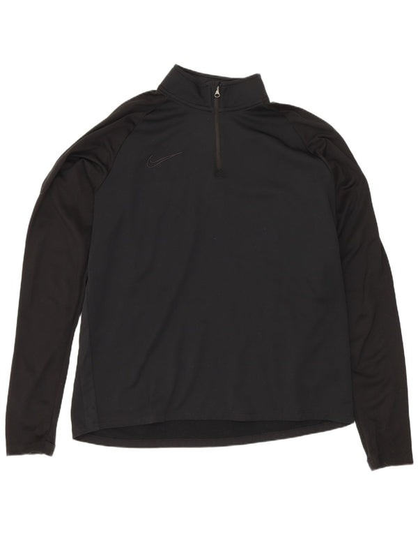 Nike - Top da uomo con vestibilità regolare, collo con zip, manica lunga, grande, poliestere nero, sportivo