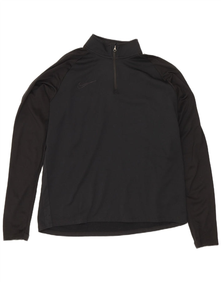 Nike - Top da uomo con vestibilità regolare, collo con zip, manica lunga, grande, poliestere nero, sportivo
