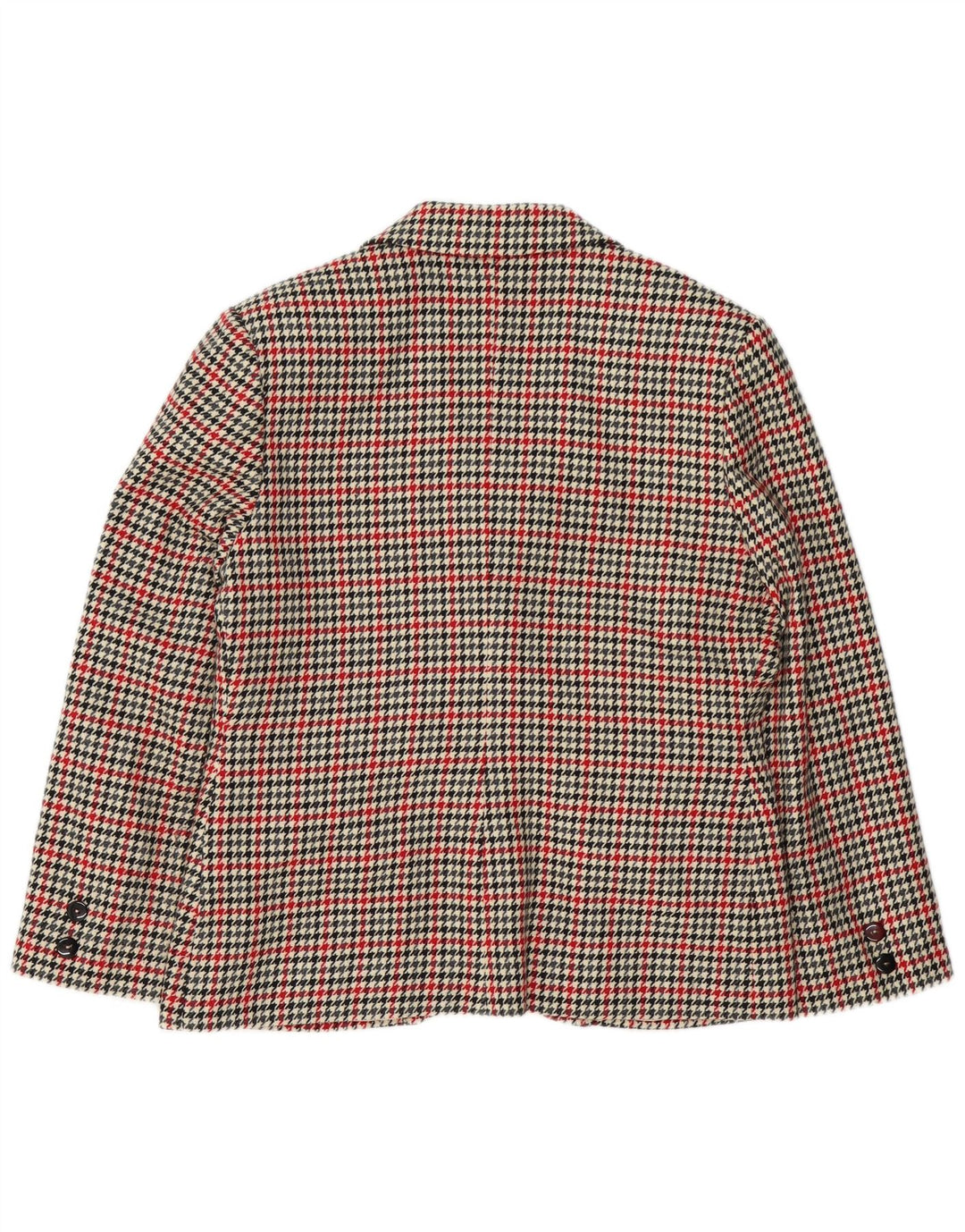 Giacca blazer da donna a 2 bottoni VINTAGE UK 16 grande pied de poule beige