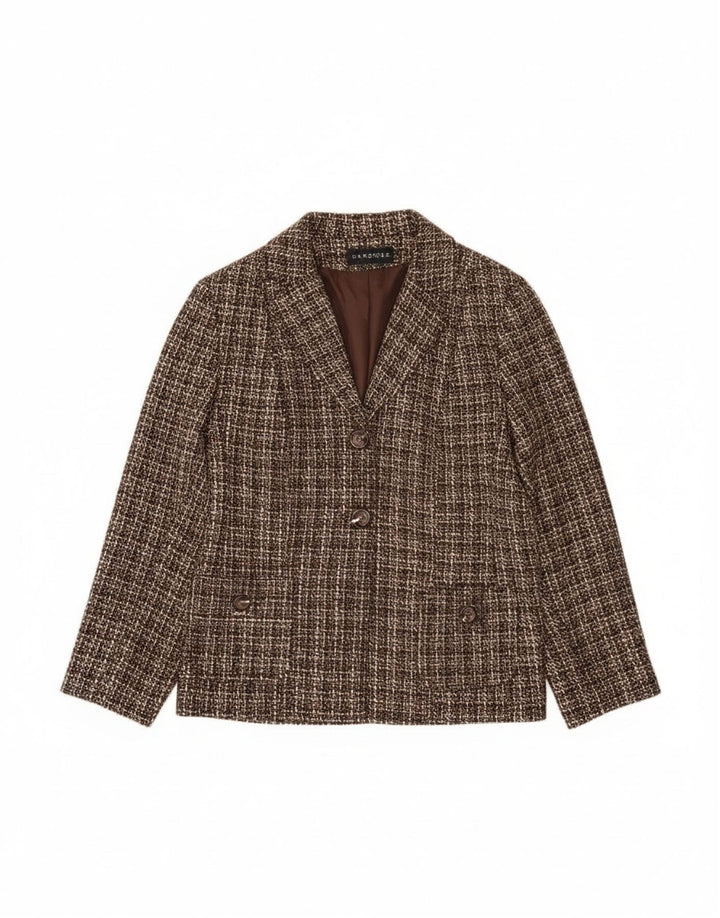 Giacca blazer da donna a 2 bottoni per guardaroba UK 18 XL Acrilico a quadri marrone
